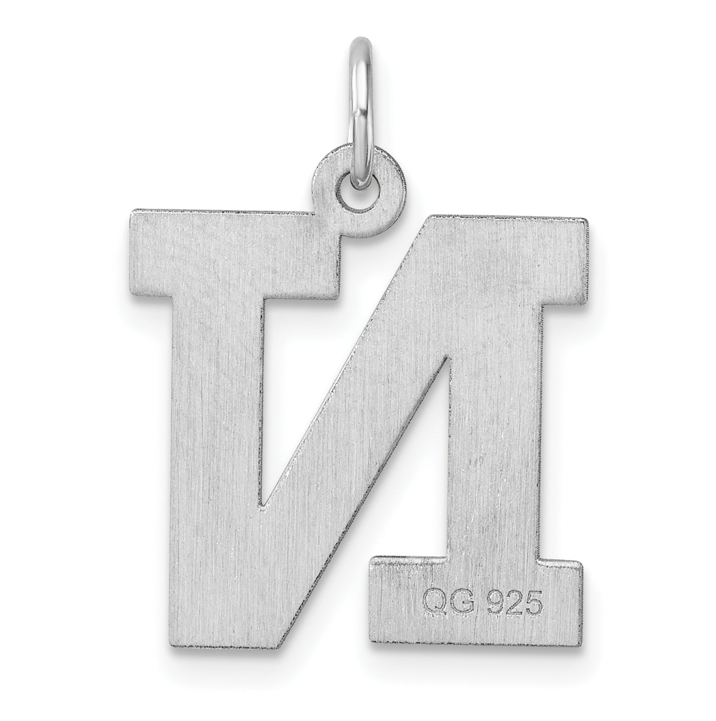 Large Sterling Silver Rhodium plated Block Letter N Initial Charm