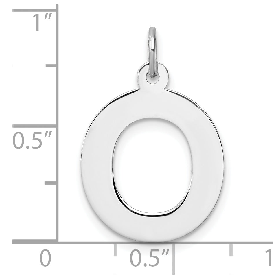 Large Sterling Silver Rhodium plated Block Letter O Initial Charm