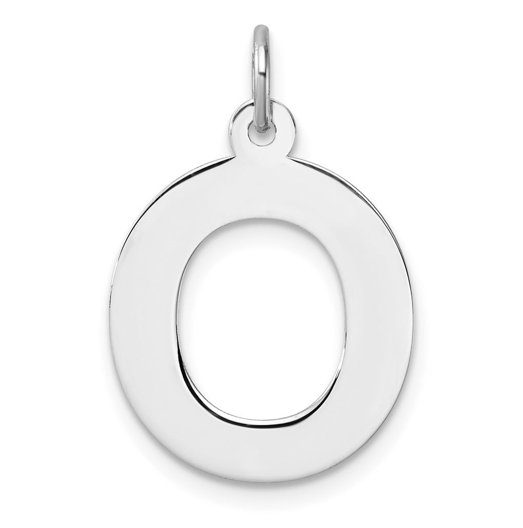 Large Sterling Silver Rhodium plated Block Letter O Initial Charm