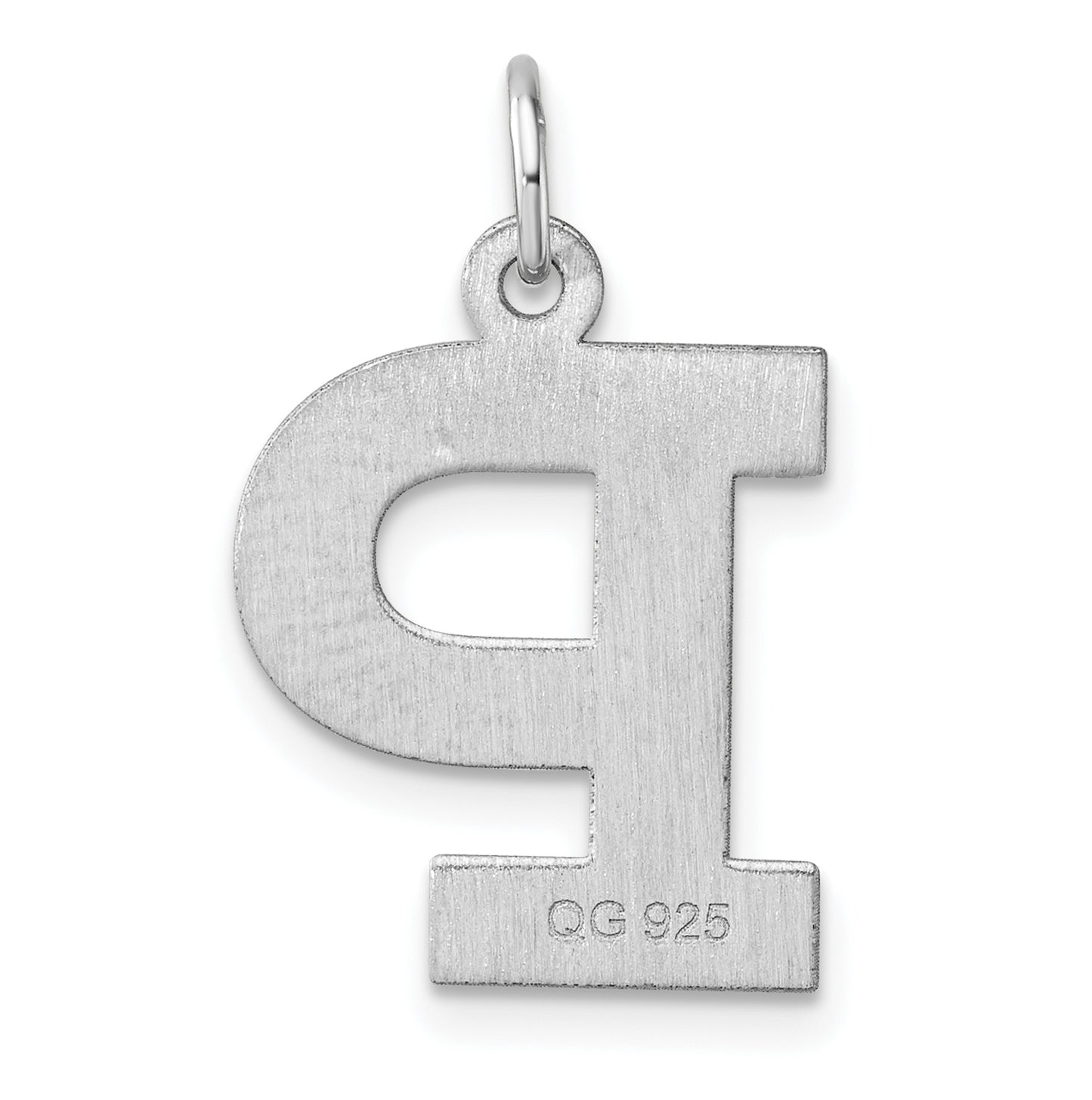 Large Sterling Silver Rhodium plated Block Letter P Initial Charm