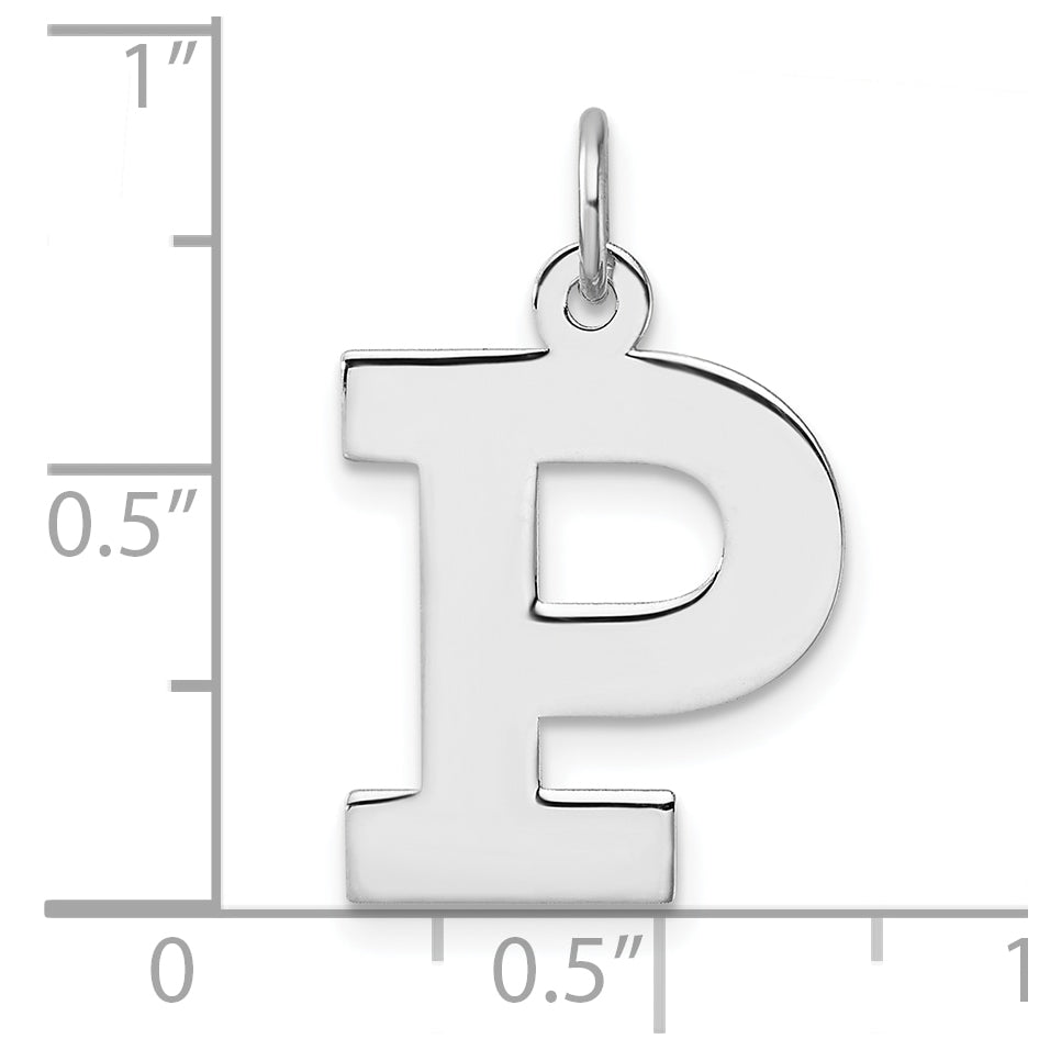 Large Sterling Silver Rhodium plated Block Letter P Initial Charm
