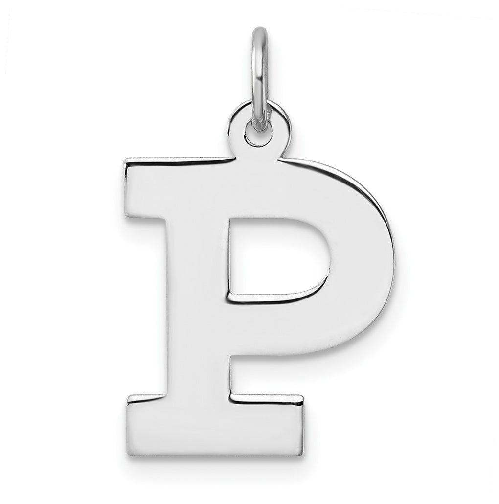 Large Sterling Silver Rhodium plated Block Letter P Initial Charm
