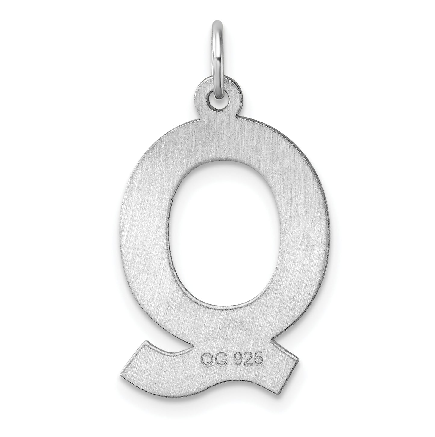 Large Sterling Silver Rhodium plated Block Letter Q Initial Charm