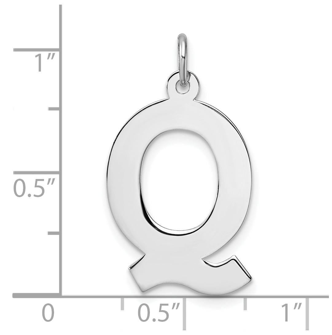 Large Sterling Silver Rhodium plated Block Letter Q Initial Charm