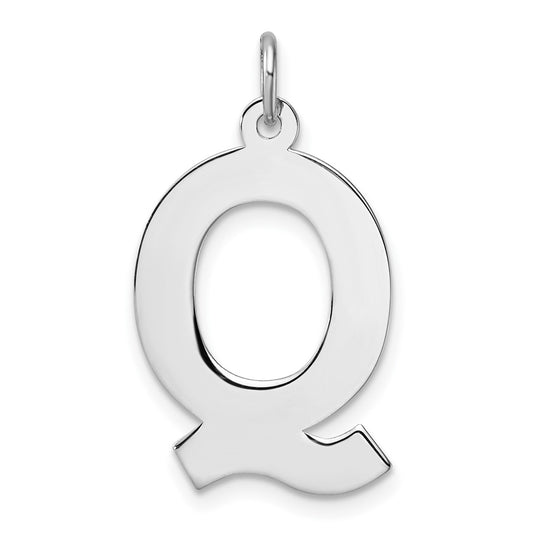 Large Sterling Silver Rhodium plated Block Letter Q Initial Charm