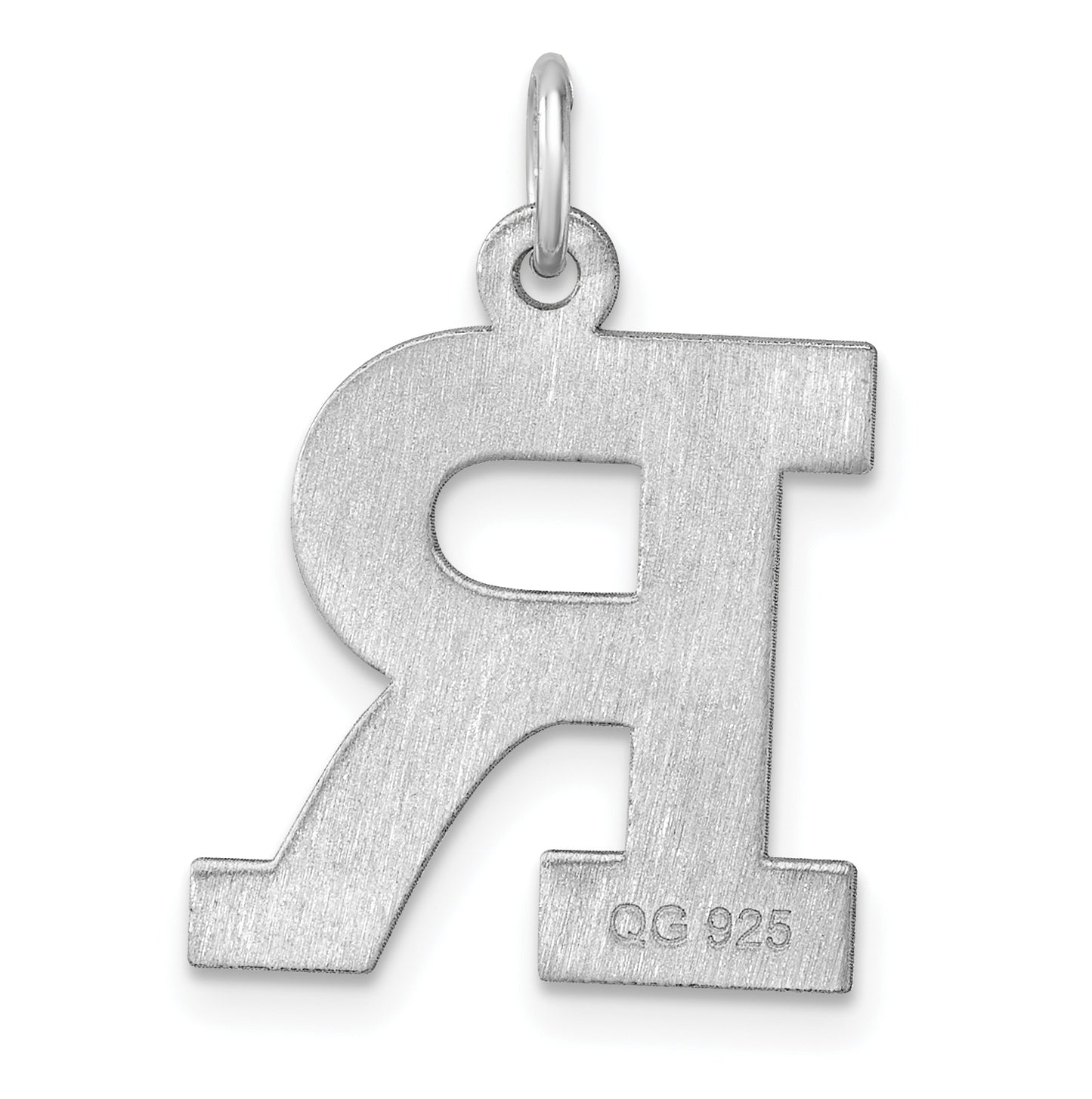 Large Sterling Silver Rhodium plated Block Letter R Initial Charm
