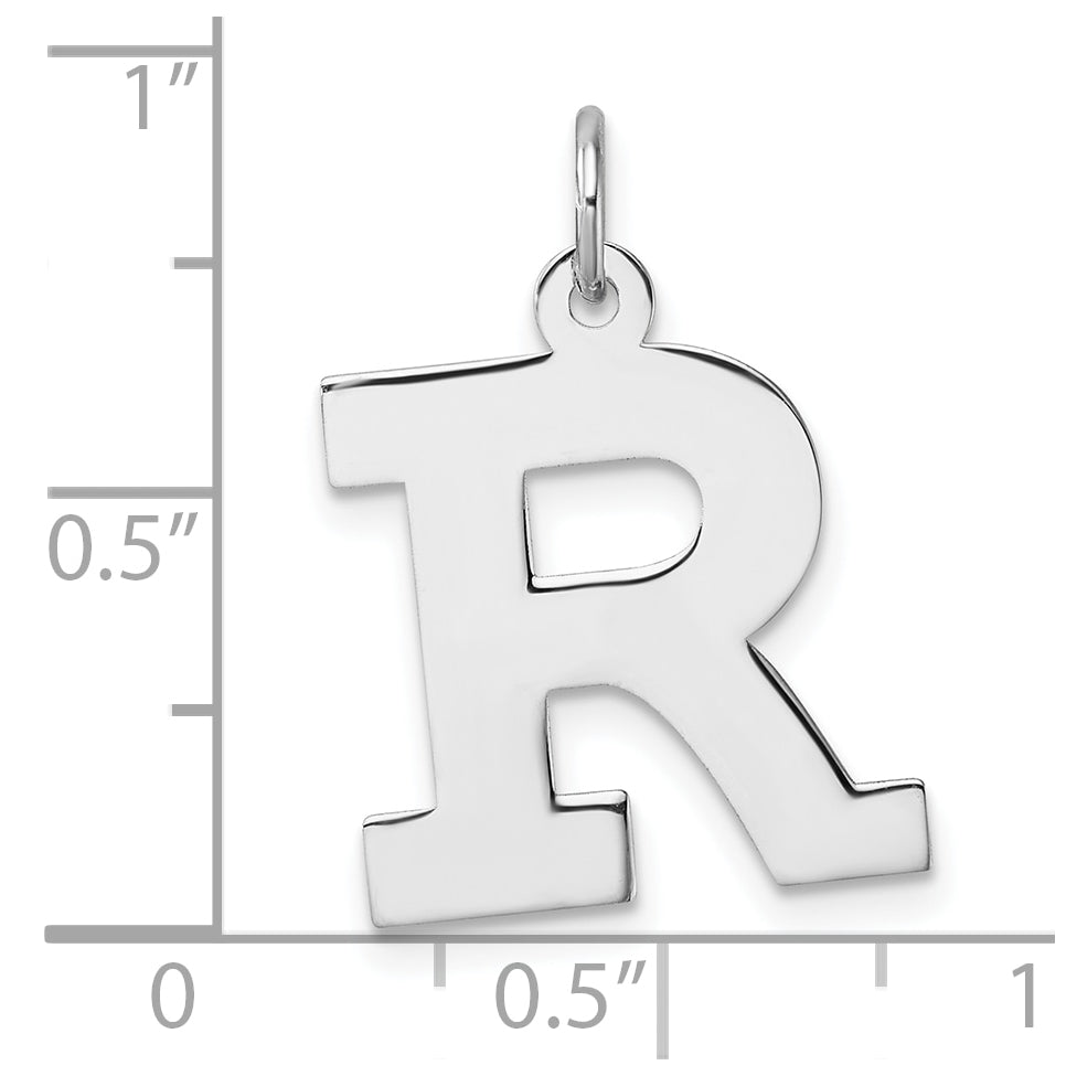 Large Sterling Silver Rhodium plated Block Letter R Initial Charm