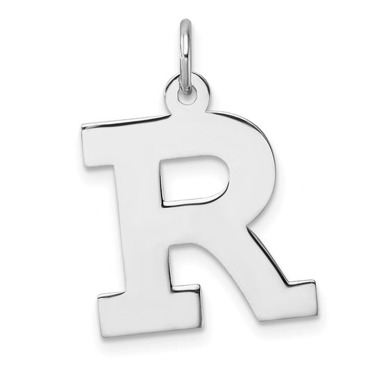 Large Sterling Silver Rhodium plated Block Letter R Initial Charm
