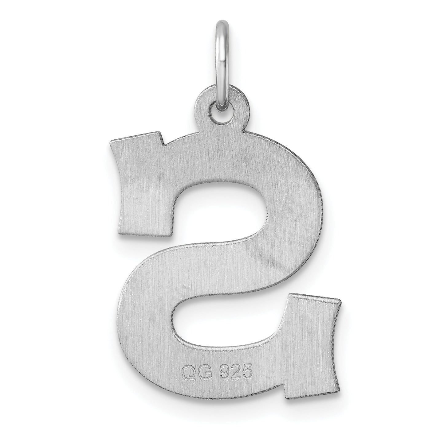 Large Sterling Silver Rhodium plated Block Letter S Initial Charm