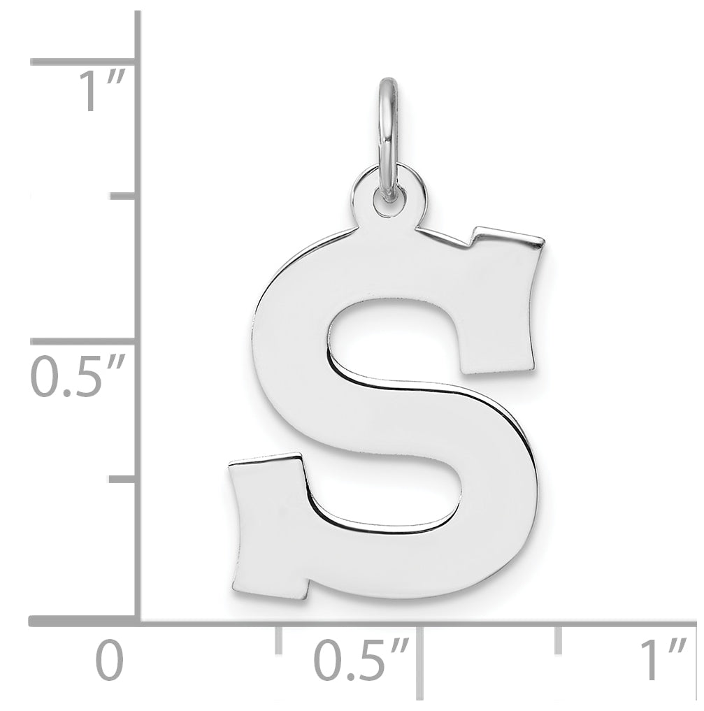 Large Sterling Silver Rhodium plated Block Letter S Initial Charm