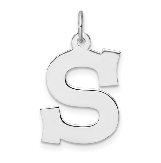 Large Sterling Silver Rhodium plated Block Letter S Initial Charm