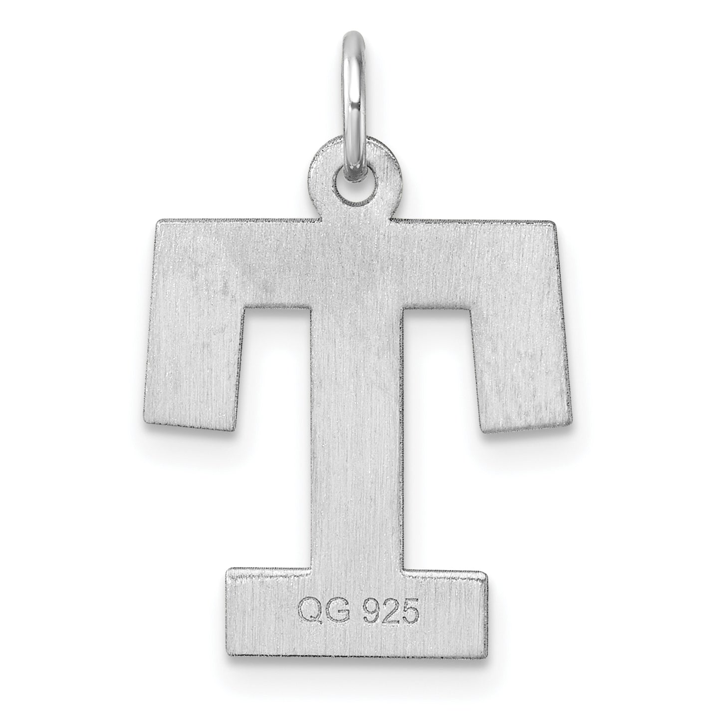 Large Sterling Silver Rhodium plated Block Letter T Initial Charm