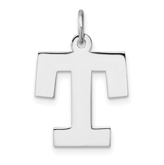 Large Sterling Silver Rhodium plated Block Letter T Initial Charm