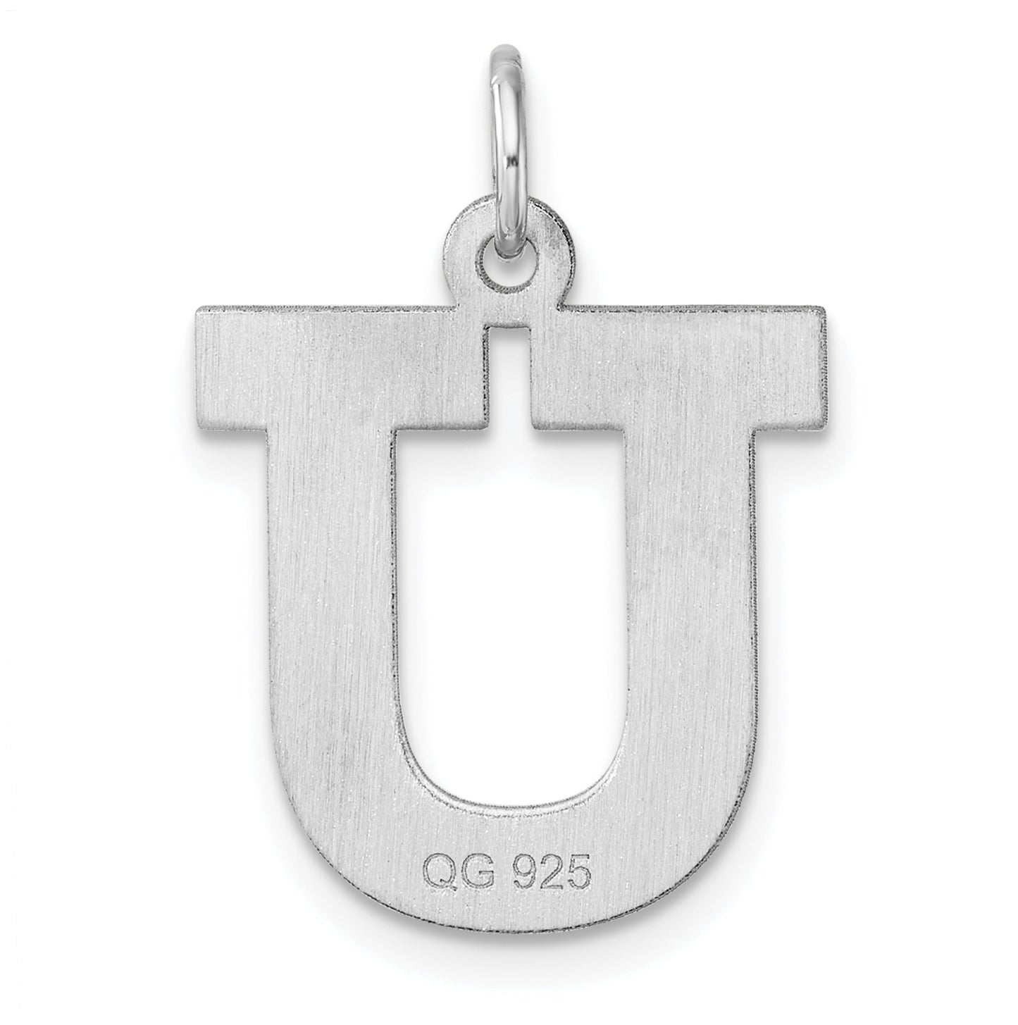 Large Sterling Silver Rhodium plated Block Letter U Initial Charm