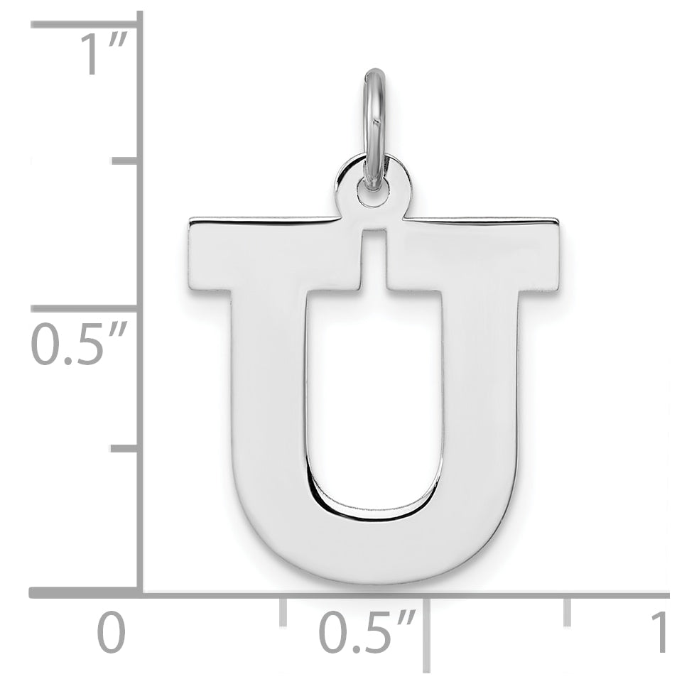 Large Sterling Silver Rhodium plated Block Letter U Initial Charm