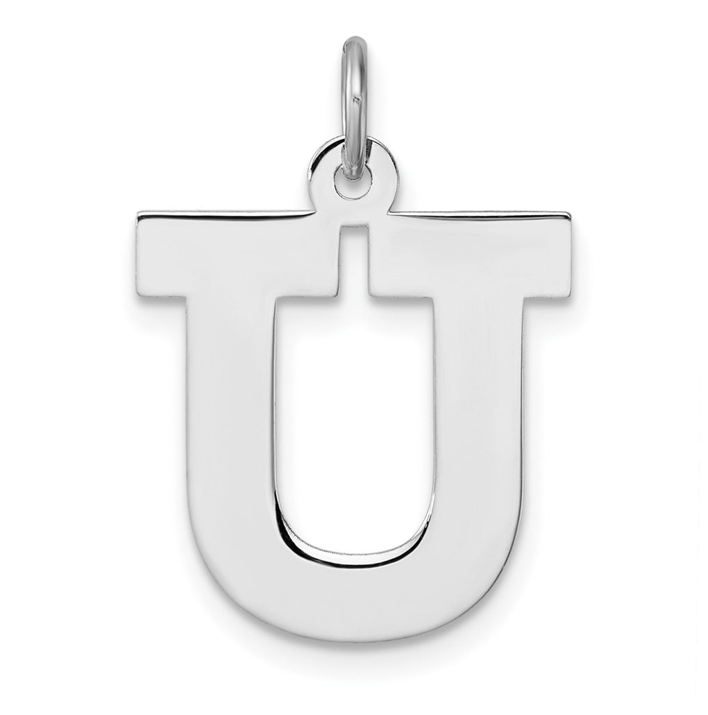 Large Sterling Silver Rhodium plated Block Letter U Initial Charm