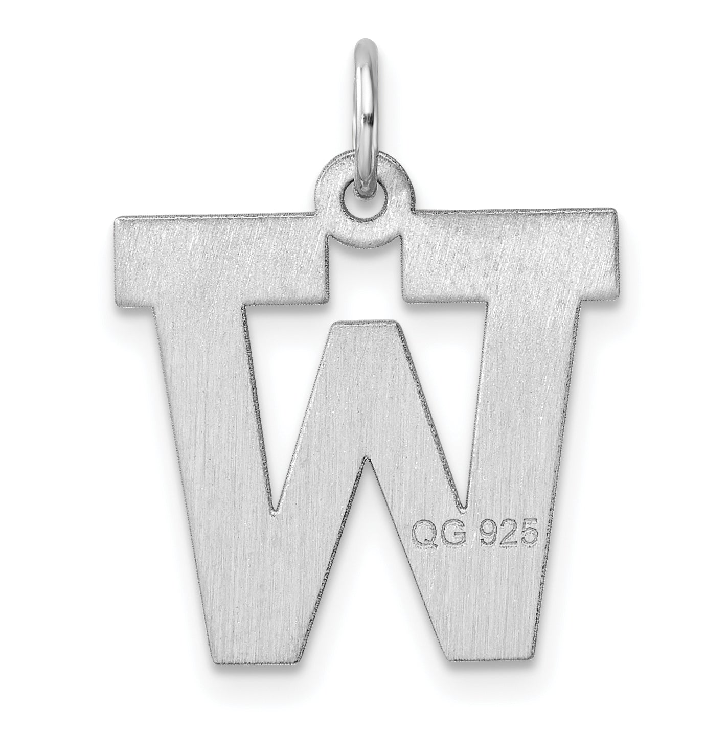 Large Sterling Silver Rhodium plated Block Letter W Initial Charm