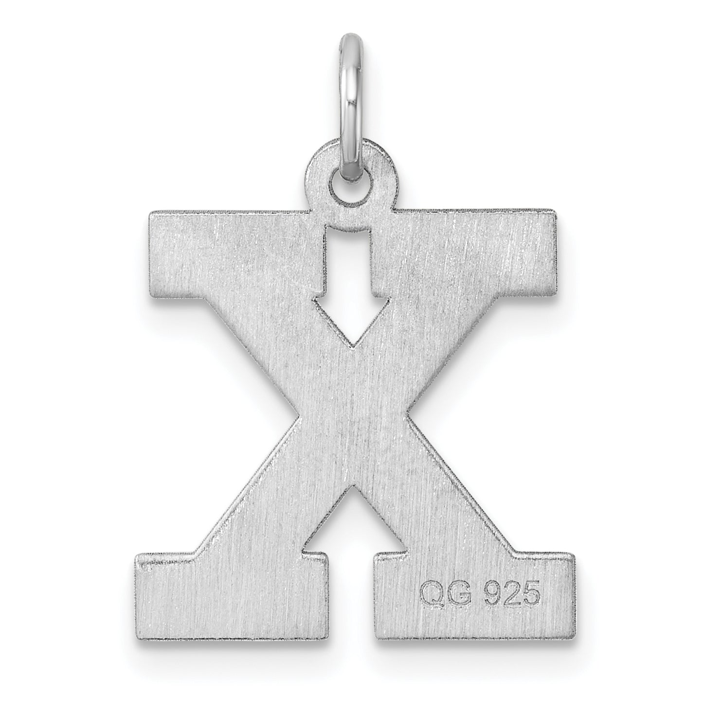 Large Sterling Silver Rhodium plated Block Letter X Initial Charm