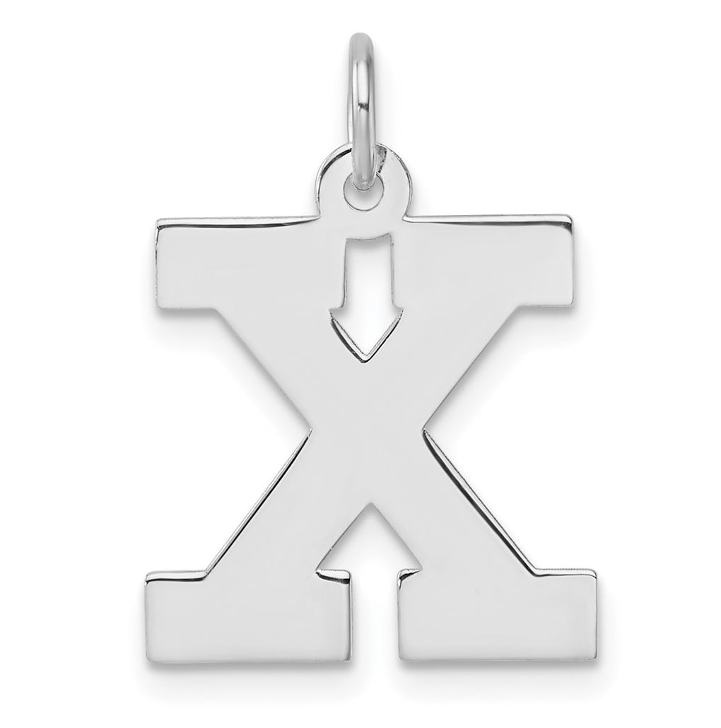 Large Sterling Silver Rhodium plated Block Letter X Initial Charm