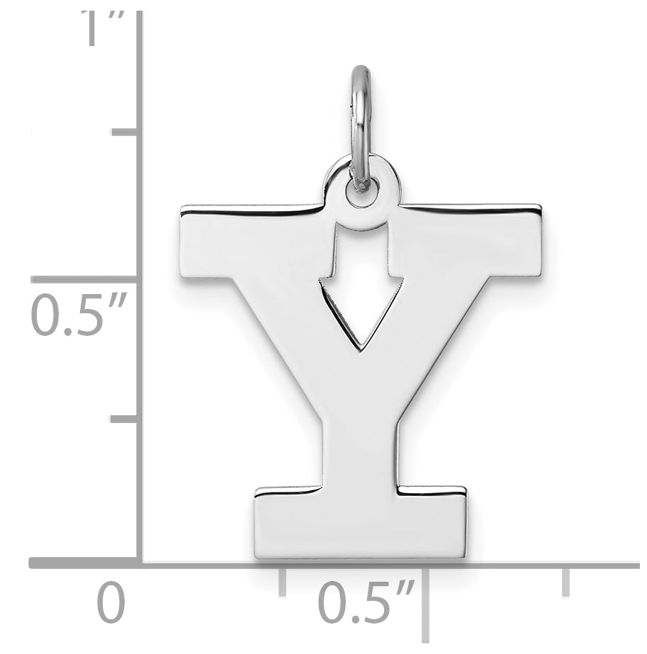 Large Sterling Silver Rhodium plated Block Letter Y Initial Charm