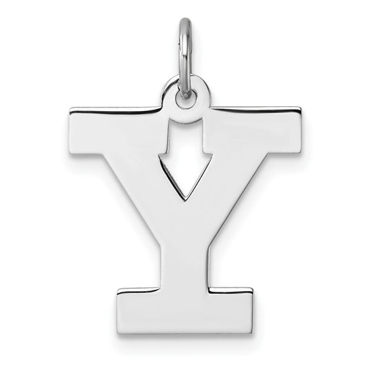 Large Sterling Silver Rhodium plated Block Letter Y Initial Charm