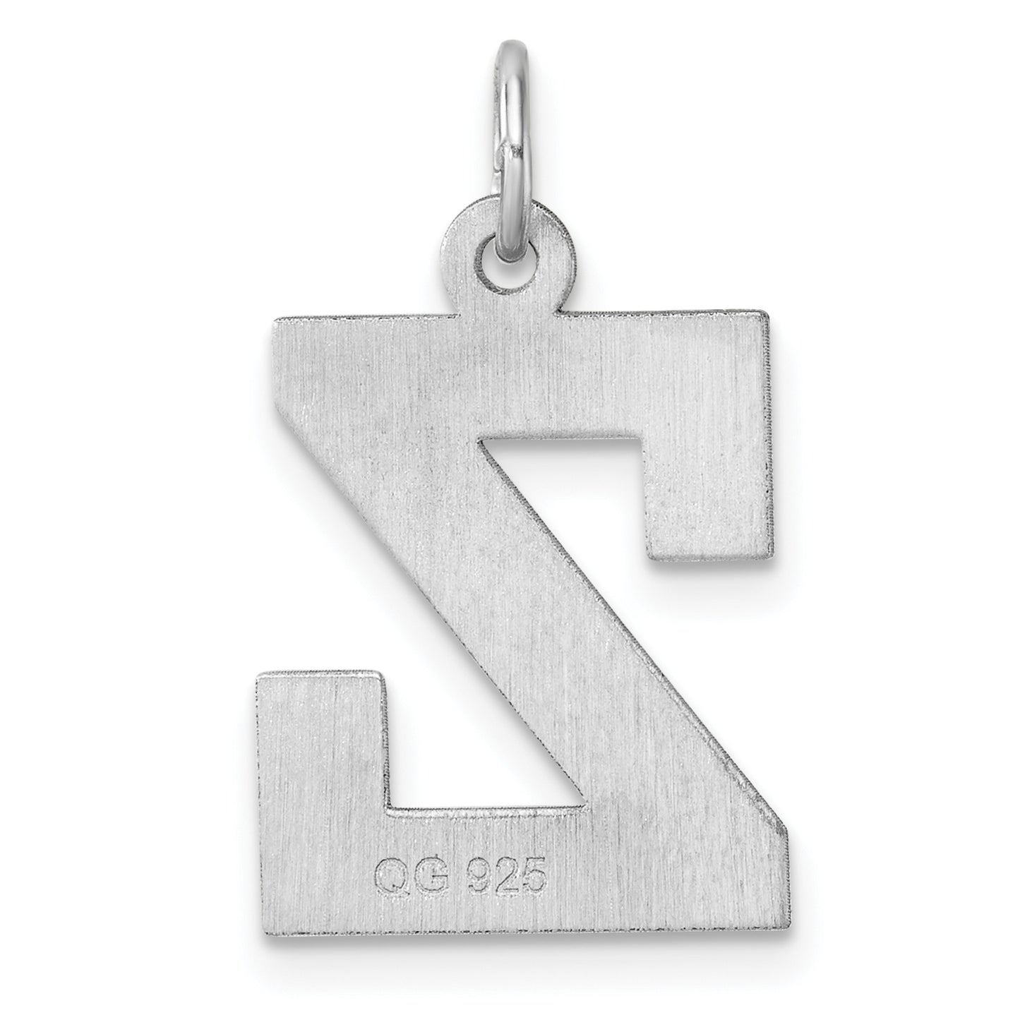 Large Sterling Silver Rhodium plated Block Letter Z Initial Charm