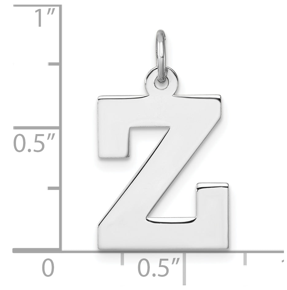 Large Sterling Silver Rhodium plated Block Letter Z Initial Charm