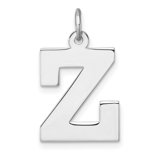 Large Sterling Silver Rhodium plated Block Letter Z Initial Charm