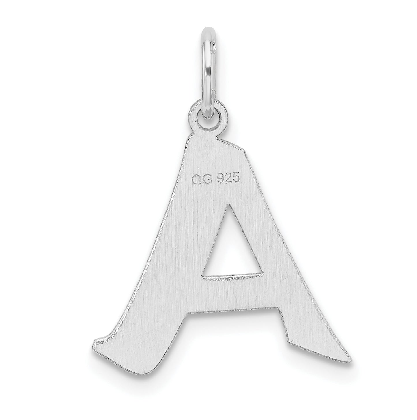 Small Sterling Silver Rhodium plated Artisan Block Letter A Initial Charm
