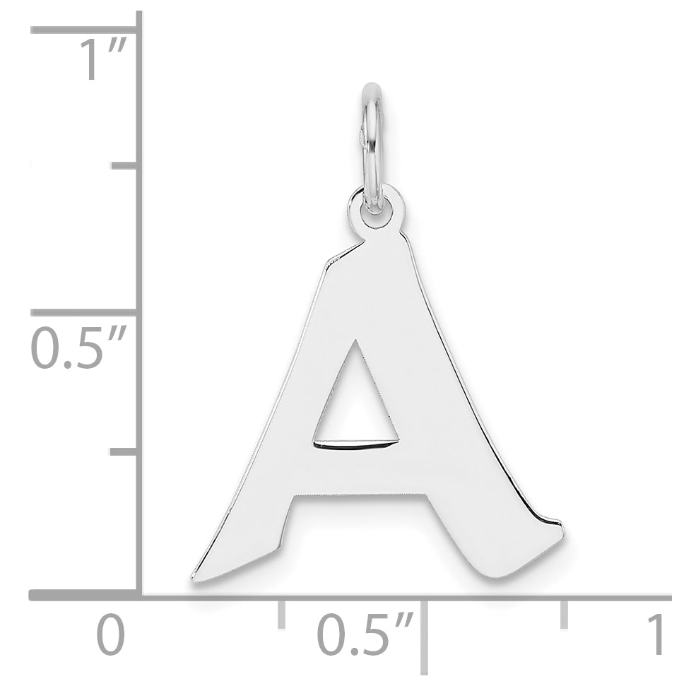 Small Sterling Silver Rhodium plated Artisan Block Letter A Initial Charm