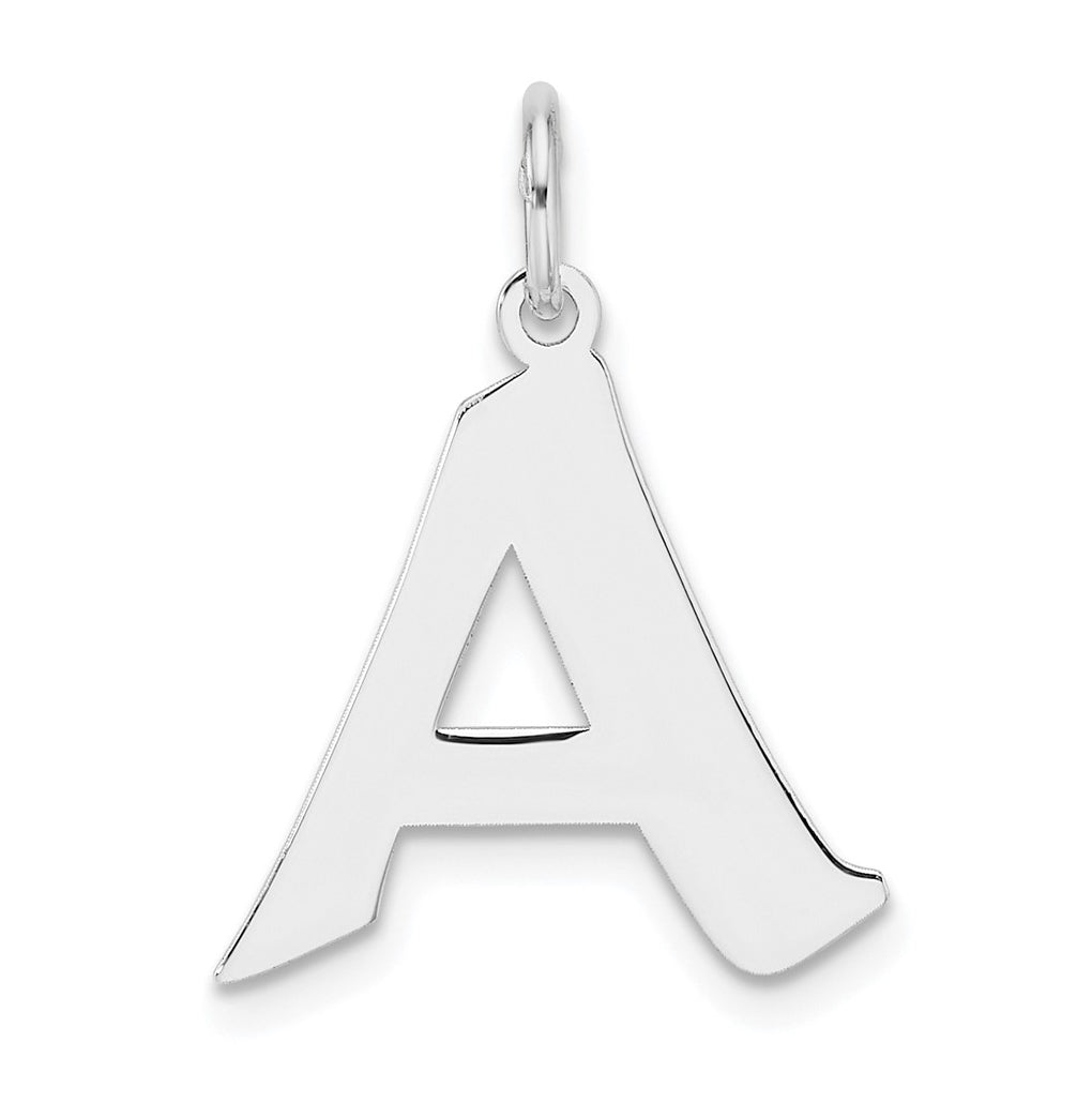 Small Sterling Silver Rhodium plated Artisan Block Letter A Initial Charm