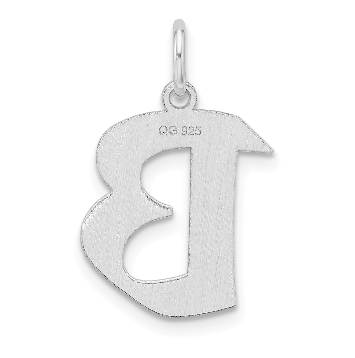 Small Sterling Silver Rhodium plated Artisan Block Letter B Initial Charm