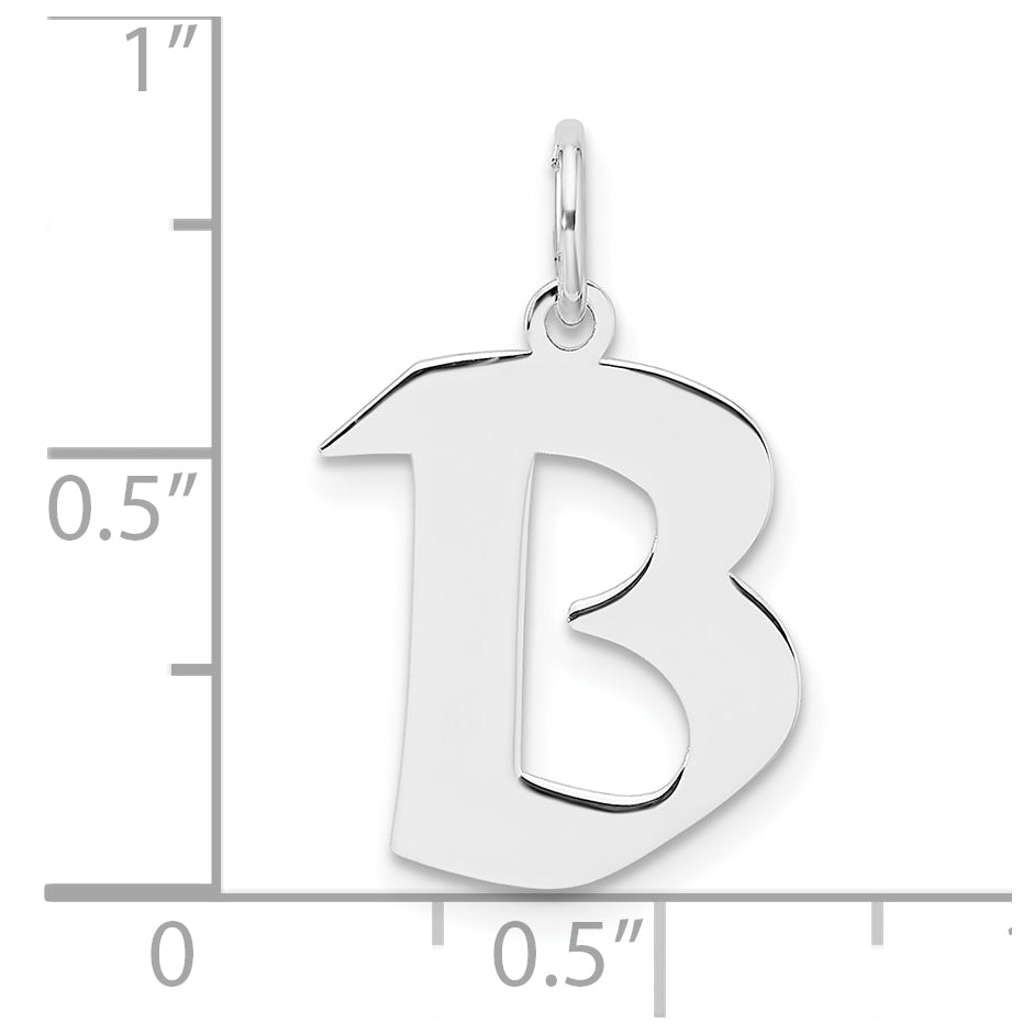 Small Sterling Silver Rhodium plated Artisan Block Letter B Initial Charm