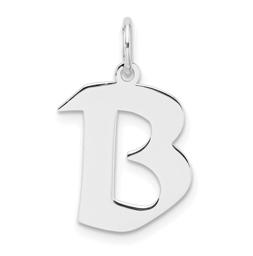 Small Sterling Silver Rhodium plated Artisan Block Letter B Initial Charm