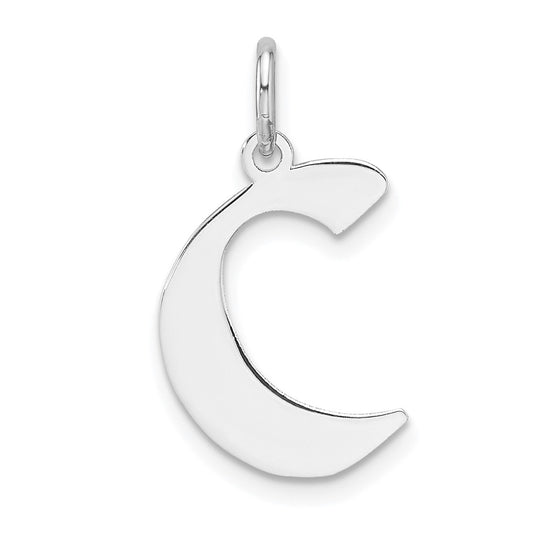 Small Sterling Silver Rhodium plated Artisan Block Letter C Initial Charm