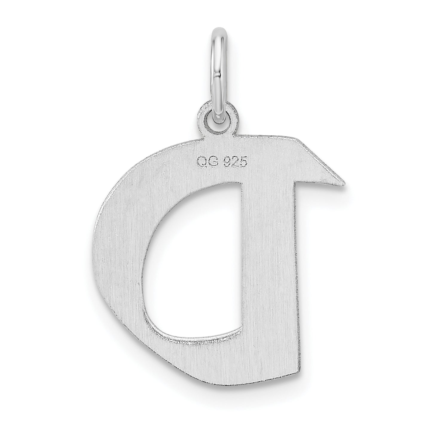 Small Sterling Silver Rhodium plated Artisan Block Letter D Initial Charm