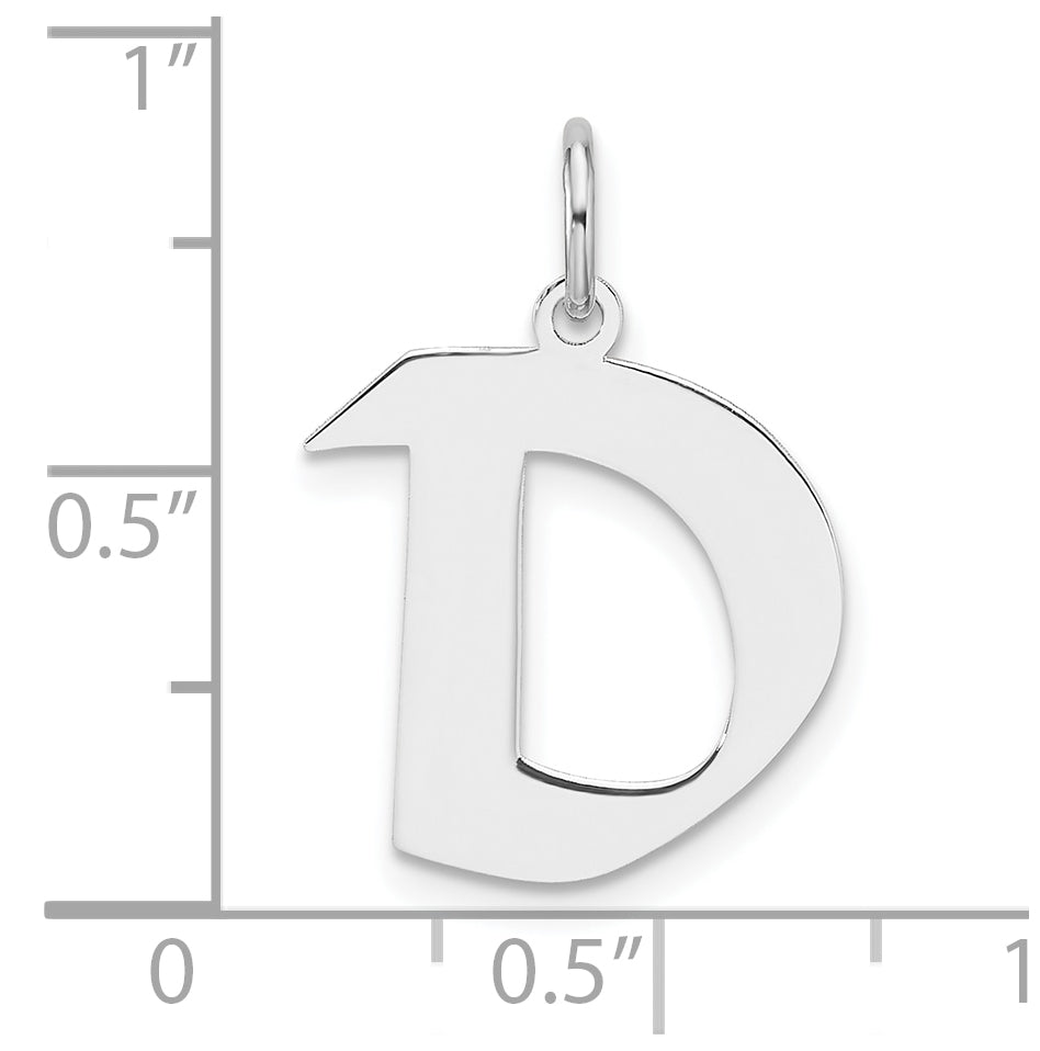 Small Sterling Silver Rhodium plated Artisan Block Letter D Initial Charm