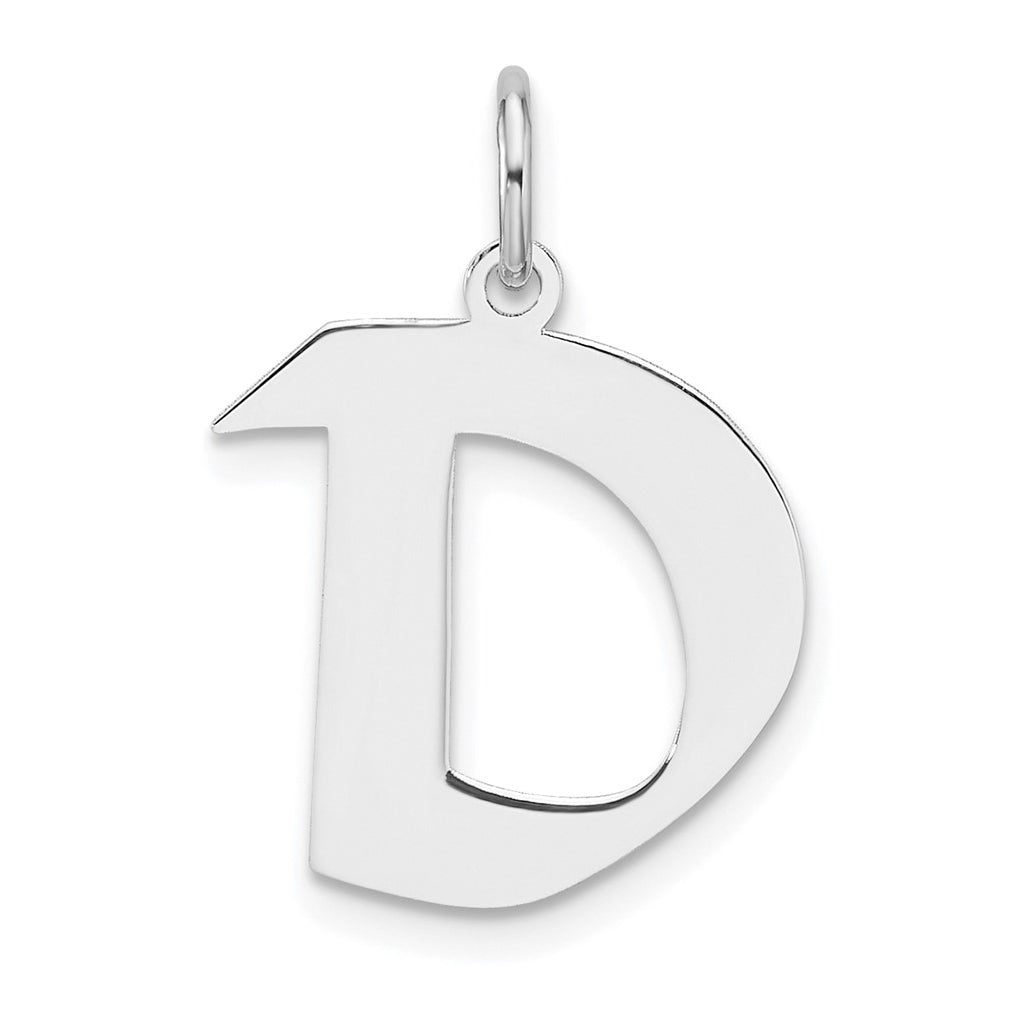 Small Sterling Silver Rhodium plated Artisan Block Letter D Initial Charm