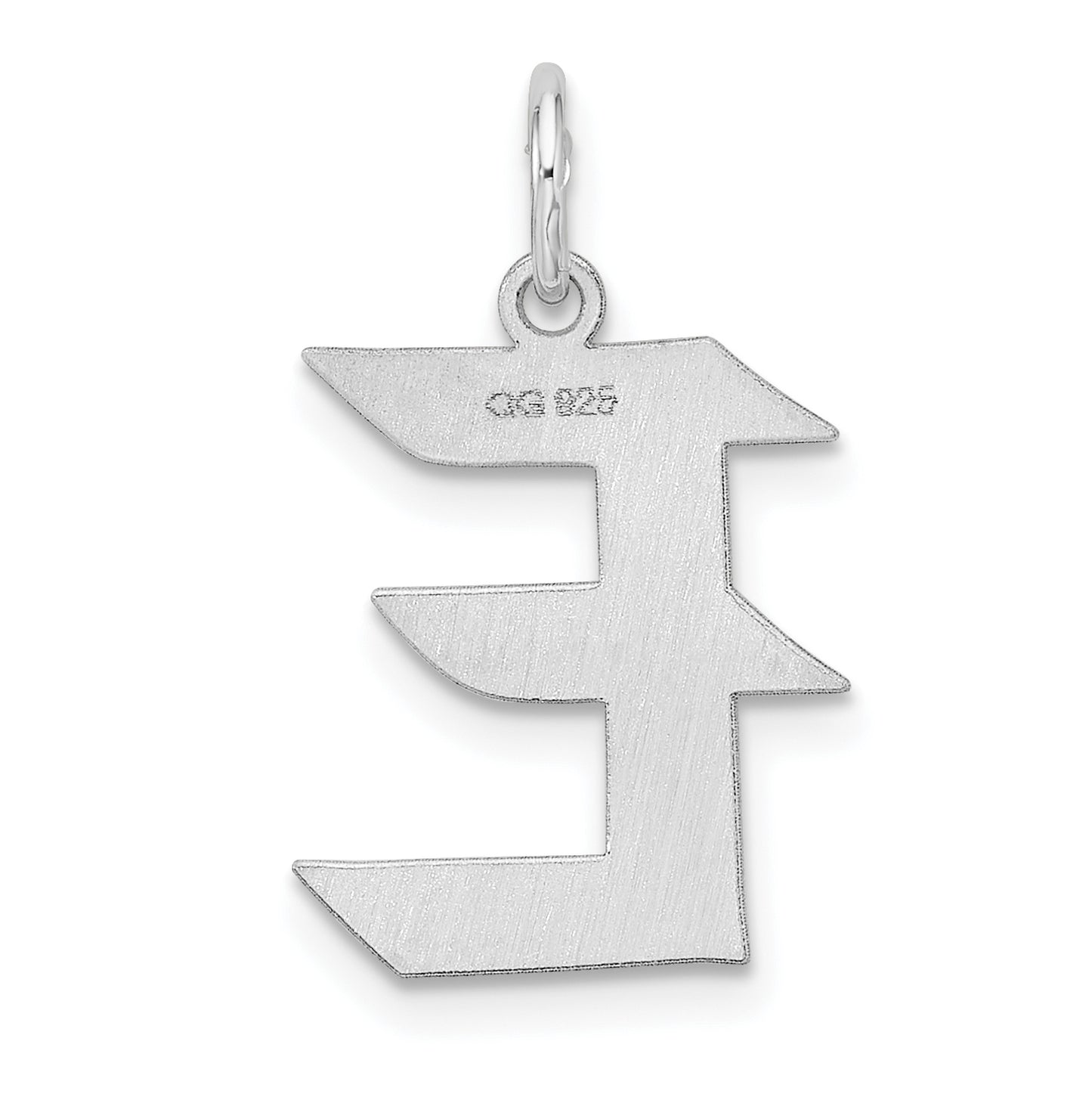 Small Sterling Silver Rhodium plated Artisan Block Letter E Initial Charm