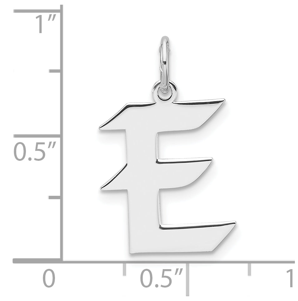 Small Sterling Silver Rhodium plated Artisan Block Letter E Initial Charm