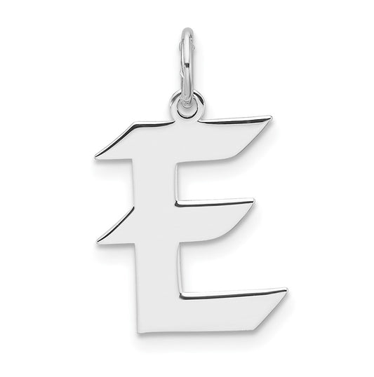 Small Sterling Silver Rhodium plated Artisan Block Letter E Initial Charm
