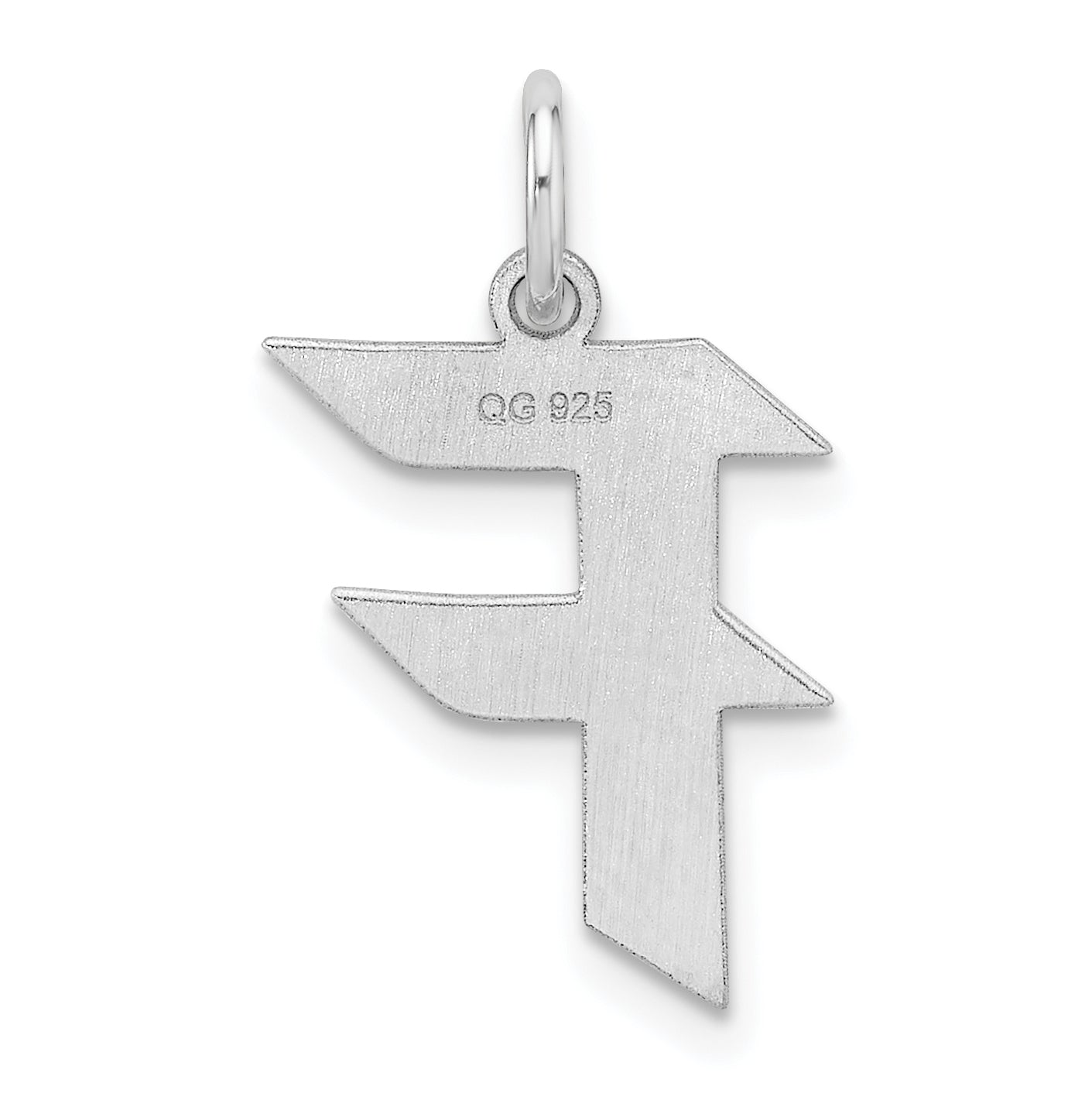 Small Sterling Silver Rhodium plated Artisan Block Letter F Initial Charm
