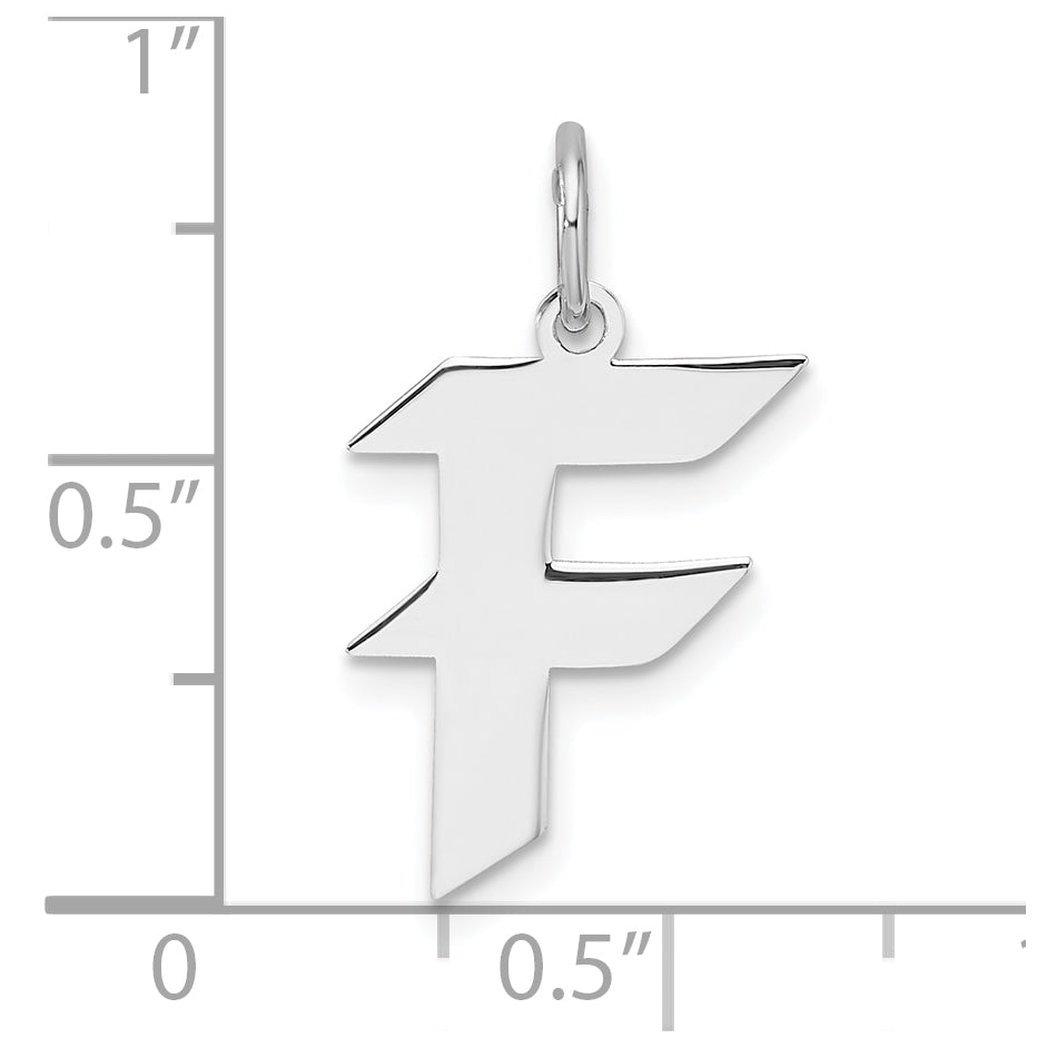 Small Sterling Silver Rhodium plated Artisan Block Letter F Initial Charm