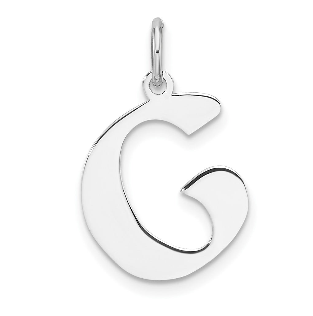 Small Sterling Silver Rhodium plated Artisan Block Letter G Initial Charm