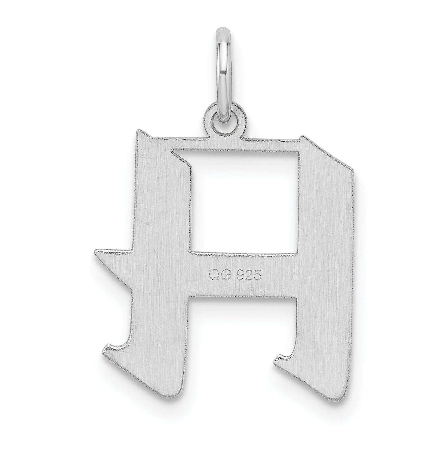 Small Sterling Silver Rhodium plated Artisan Block Letter H Initial Charm