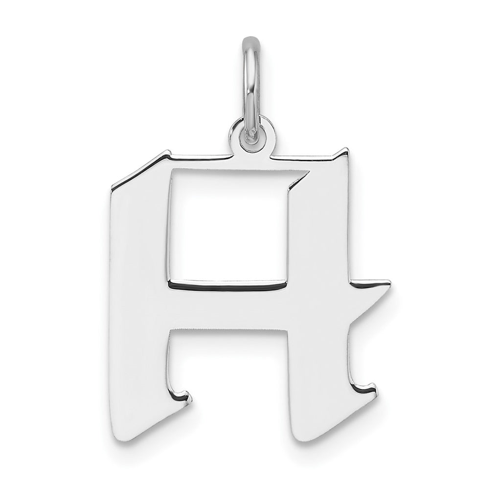 Small Sterling Silver Rhodium plated Artisan Block Letter H Initial Charm