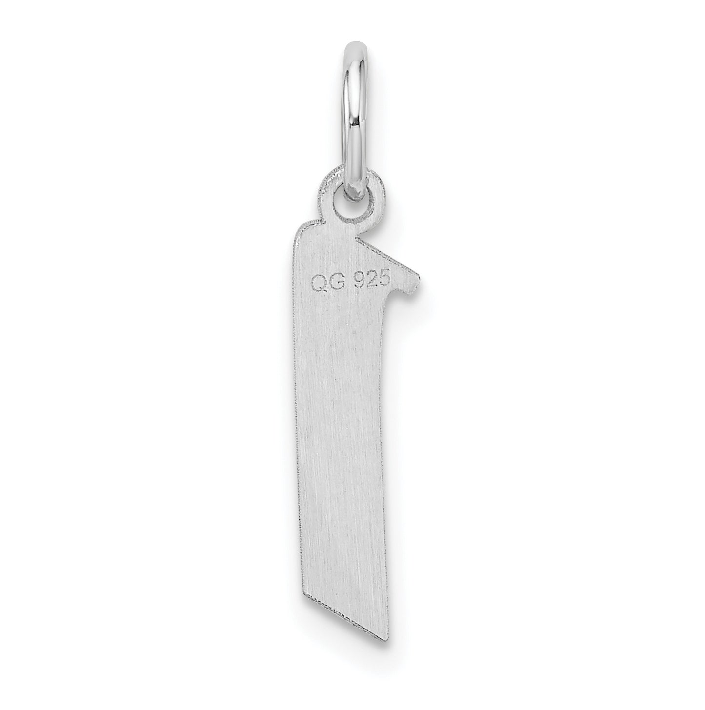 Small Sterling Silver Rhodium plated Artisan Block Letter I Initial Charm