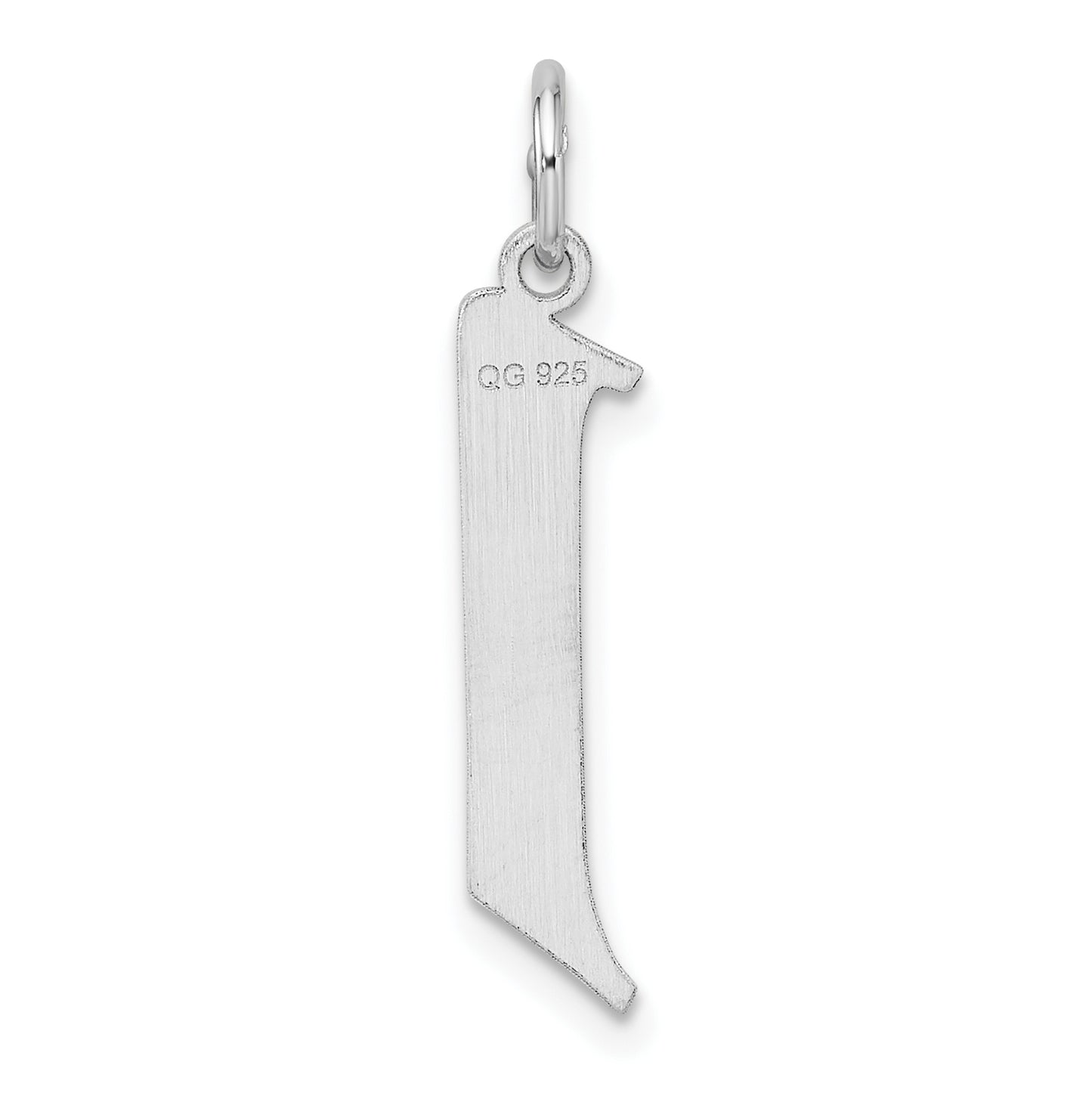 Small Sterling Silver Rhodium plated Artisan Block Letter J Initial Charm