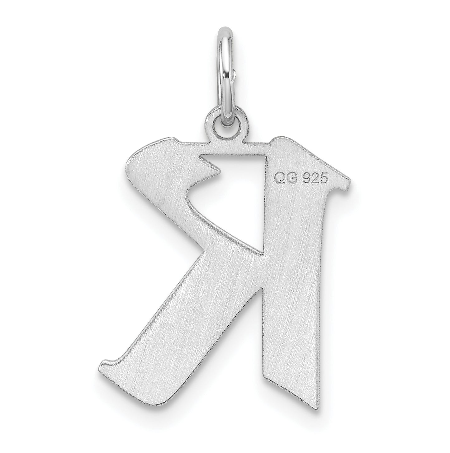 Small Sterling Silver Rhodium plated Artisan Block Letter K Initial Charm