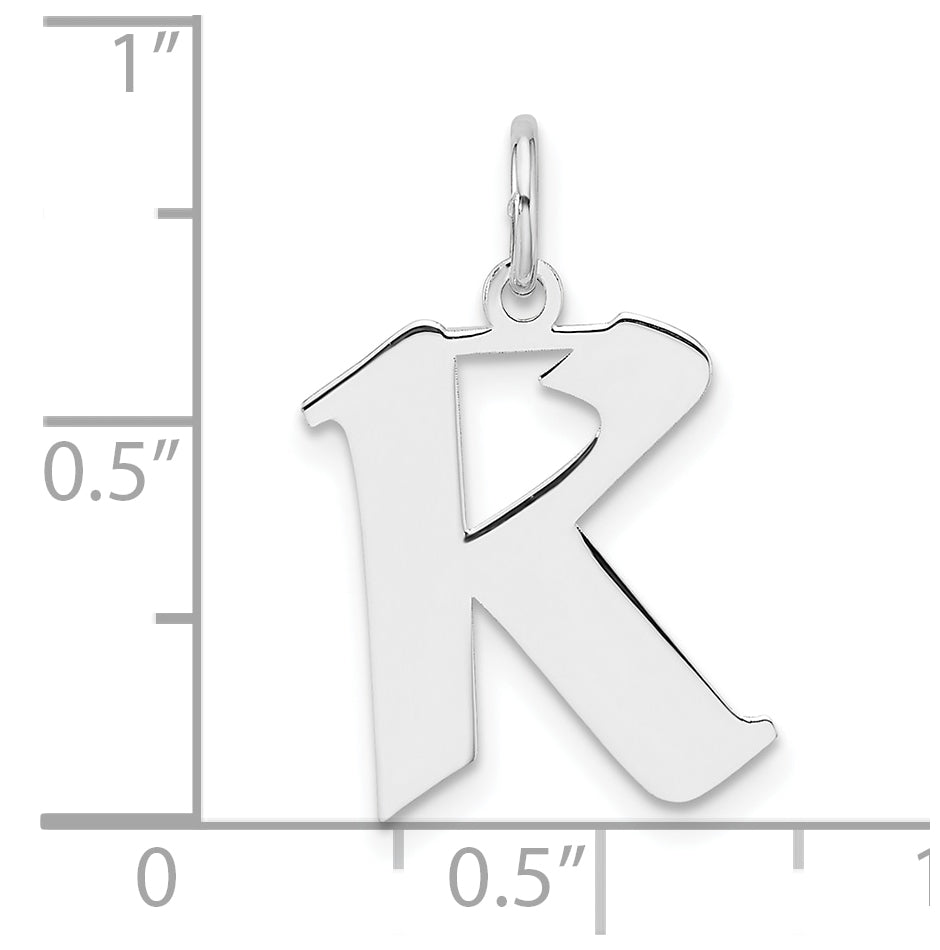 Small Sterling Silver Rhodium plated Artisan Block Letter K Initial Charm